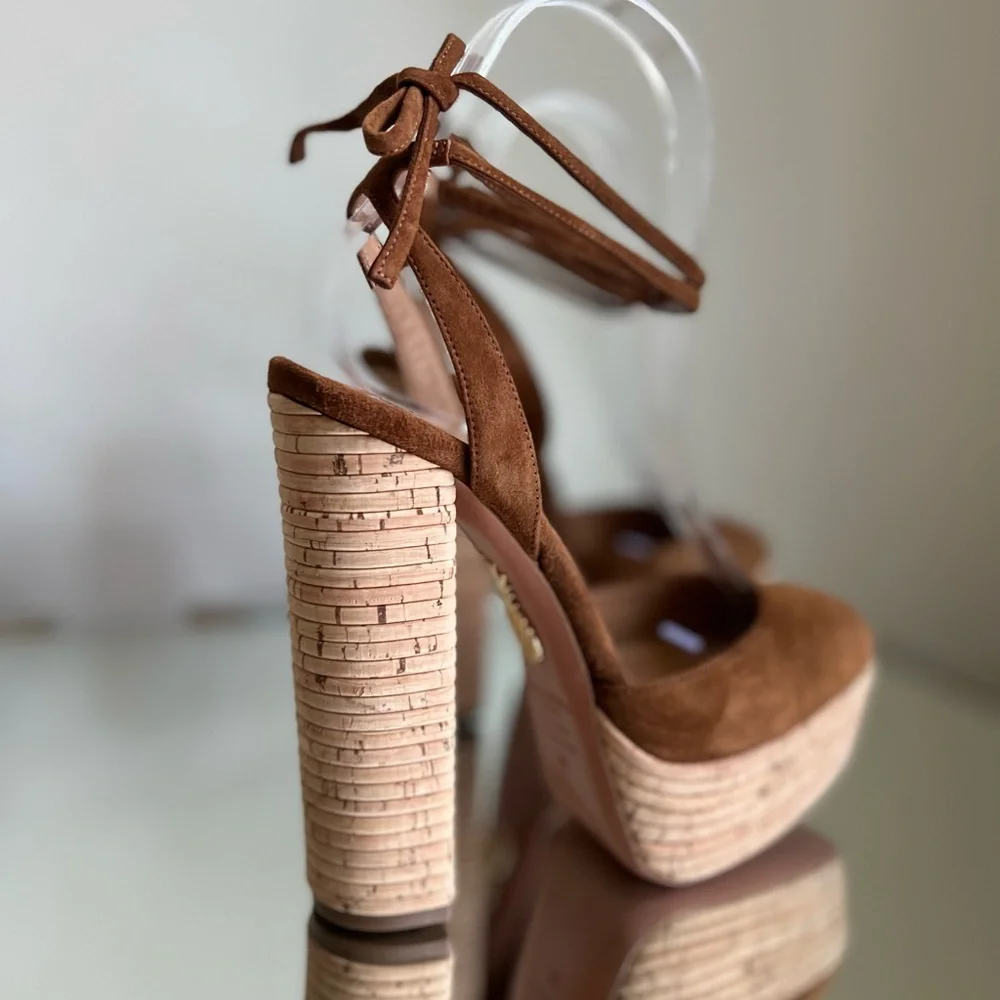 New AQUAZZURA Penelope Plateau 140 Suede Platform Pumps $795 36